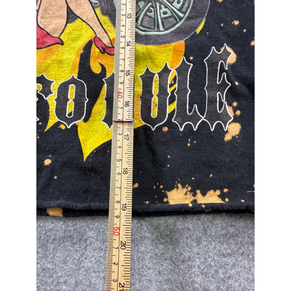Betty Boop Graphic T-Shirt Women Small Black Bleach Splatter Biker Crop Top - Picture 5 of 9